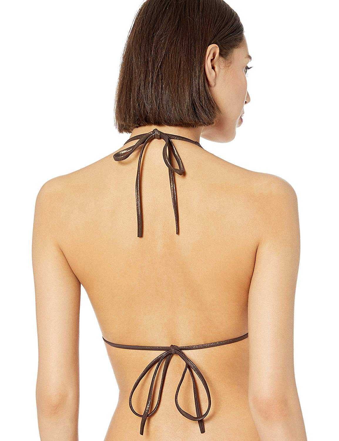 Vince Camuto Metallic Halter Bikini Top (Bronze, M)