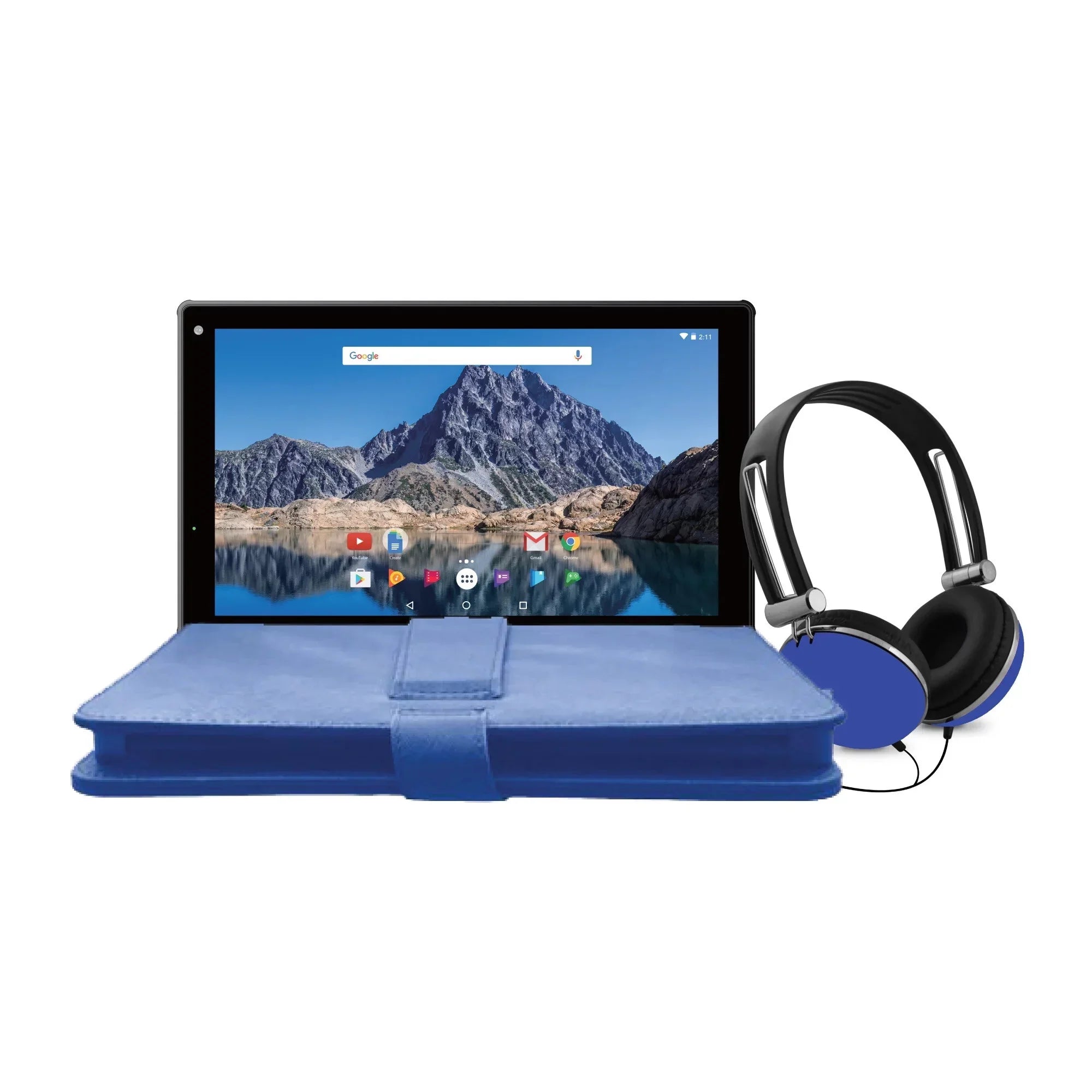 Restored Ematic 10" 16GB Quad-Core Tablet with Android 7.1 (Nougat) + Keyboard Folio Case and Headphones (EGQ235SKBU) (Refurbished)