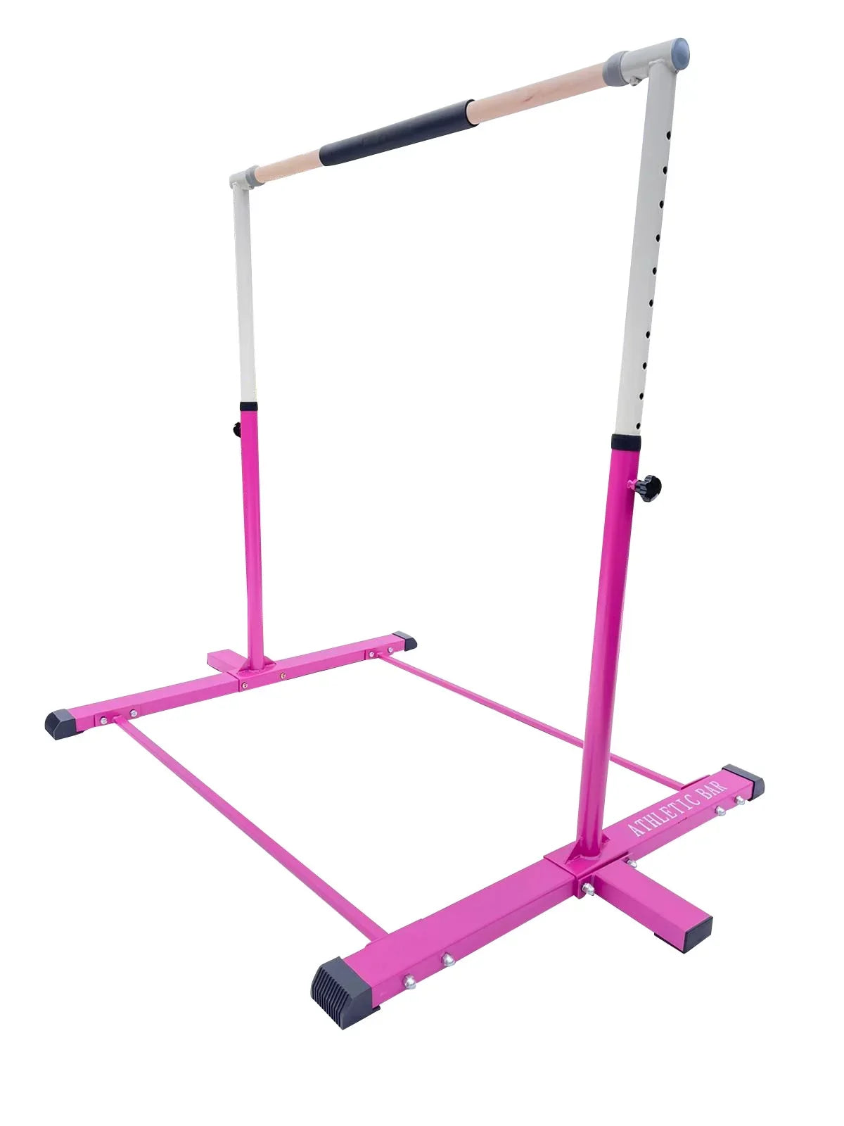 Iron Form Gymnastics Bar Horizontal Kip Bar for Gymnasts Junior Training Expandable Height, Heavy Duty Jungle Gym Exercise Bar for Children and Adults, Adjustable Height 3 to 5 FT Gymnastic Bar, PINK