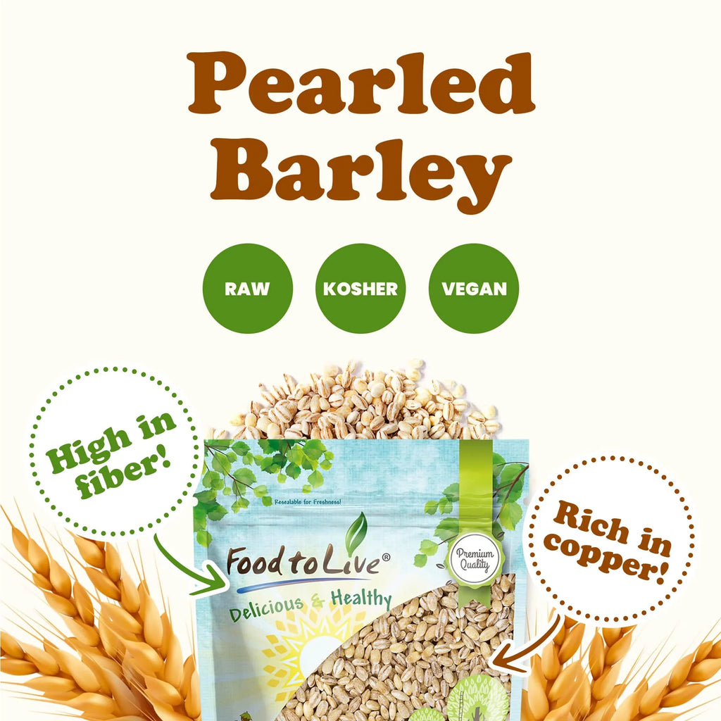 Food to Live, Pearled Barley, 5 Pounds, Kosher