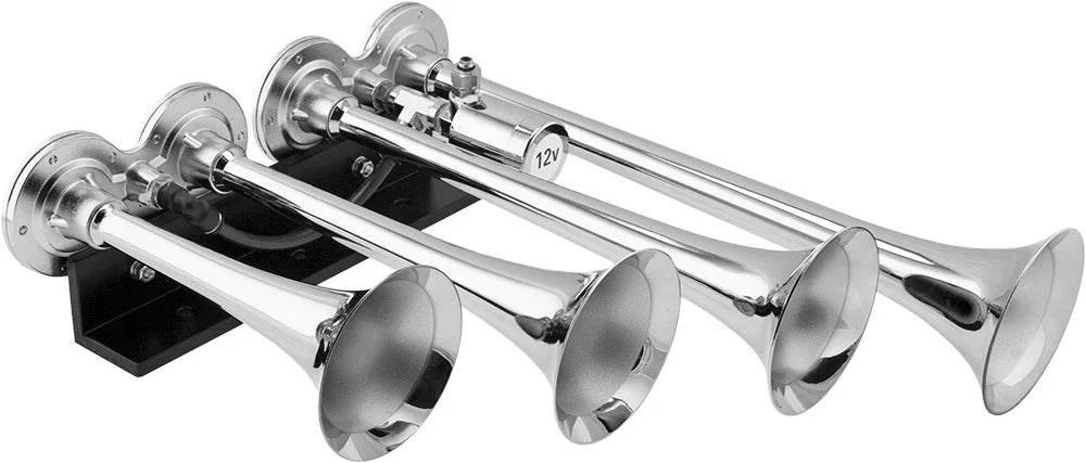 Vixen Horns Train Horn Kit for Trucks/Car/Semi. Complete Onboard System- 200psi Air Compressor, 3 Gallon Aluminum Tank, 4 Trumpets. Super Loud dB. Fits Vehicles like Pickup/Jeep/SUV VXO8330APRO/4124XC