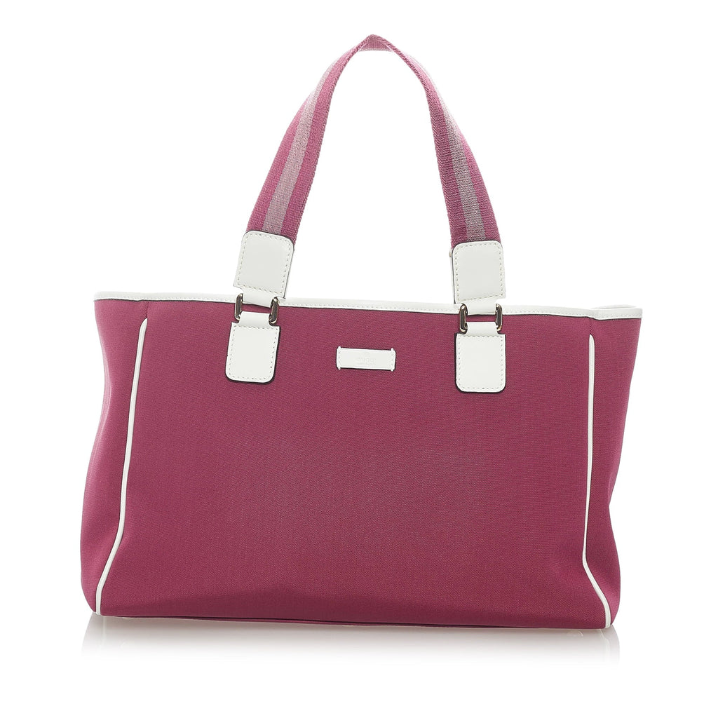 Pre-Owned Authenticated Gucci Web Tote Bag Canvas Fabric Pink Women (Good)