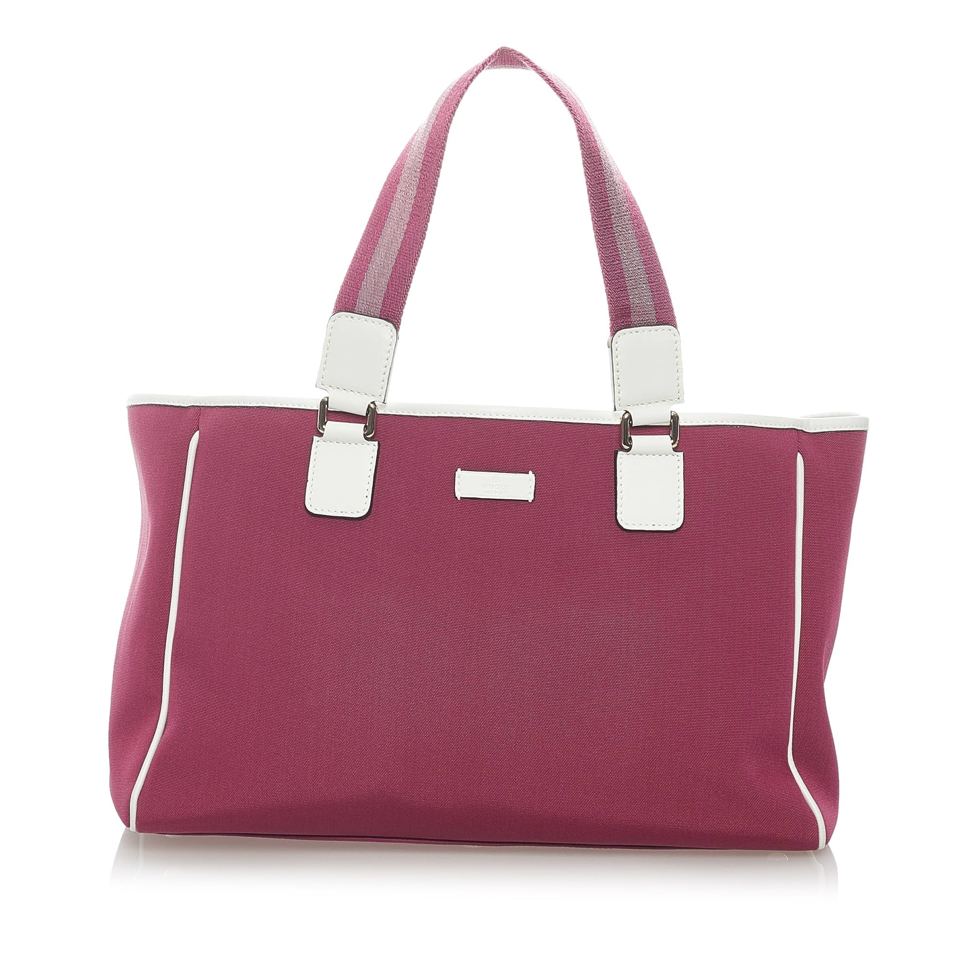 Pre-Owned Authenticated Gucci Web Tote Bag Canvas Fabric Pink Women (Good)