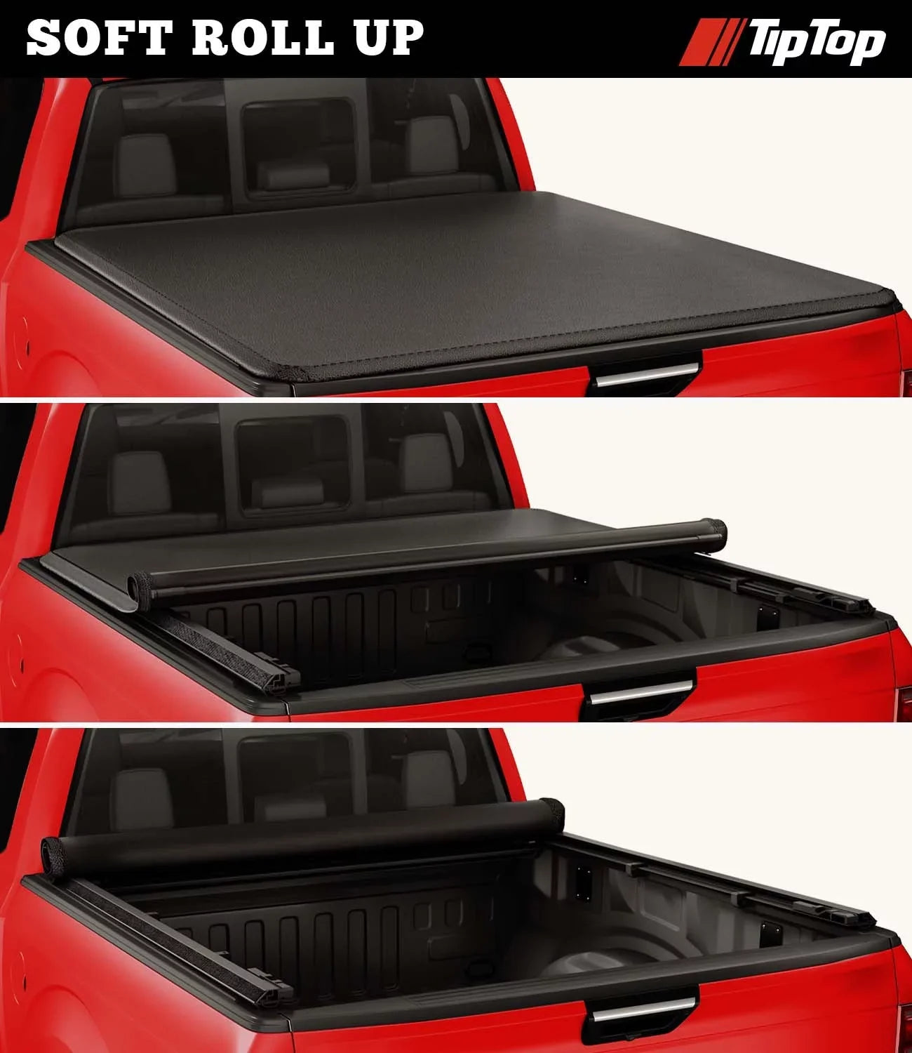 TIPTOP Soft Roll-Up Tonneau Cover Truck Bed For 2016-2023 Toyota Tacoma 5-ft Bed (60.5") | TP1 |For Models With or Without The Deck Rail System|