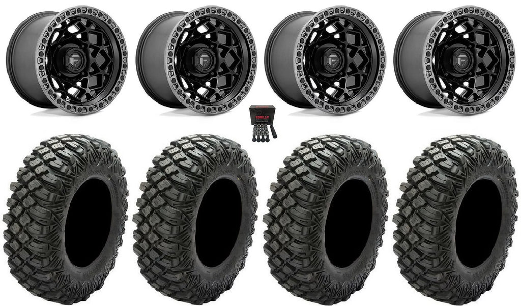 Fuel Unit 15" Wheels Black 32" Crawler XG Tires Kawasaki Teryx Mule