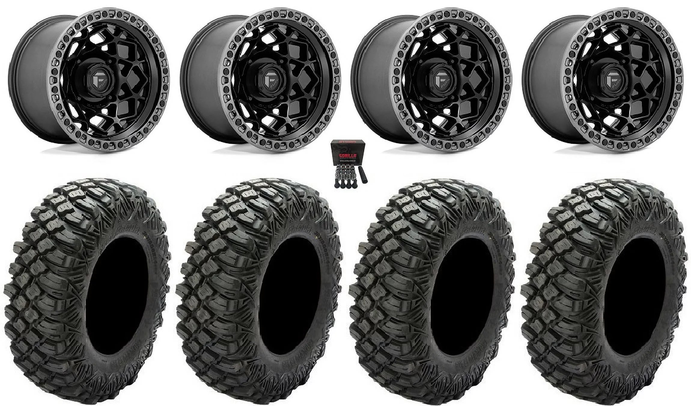 Fuel Unit 15" Wheels Black 32" Crawler XG Tires Kawasaki Teryx Mule