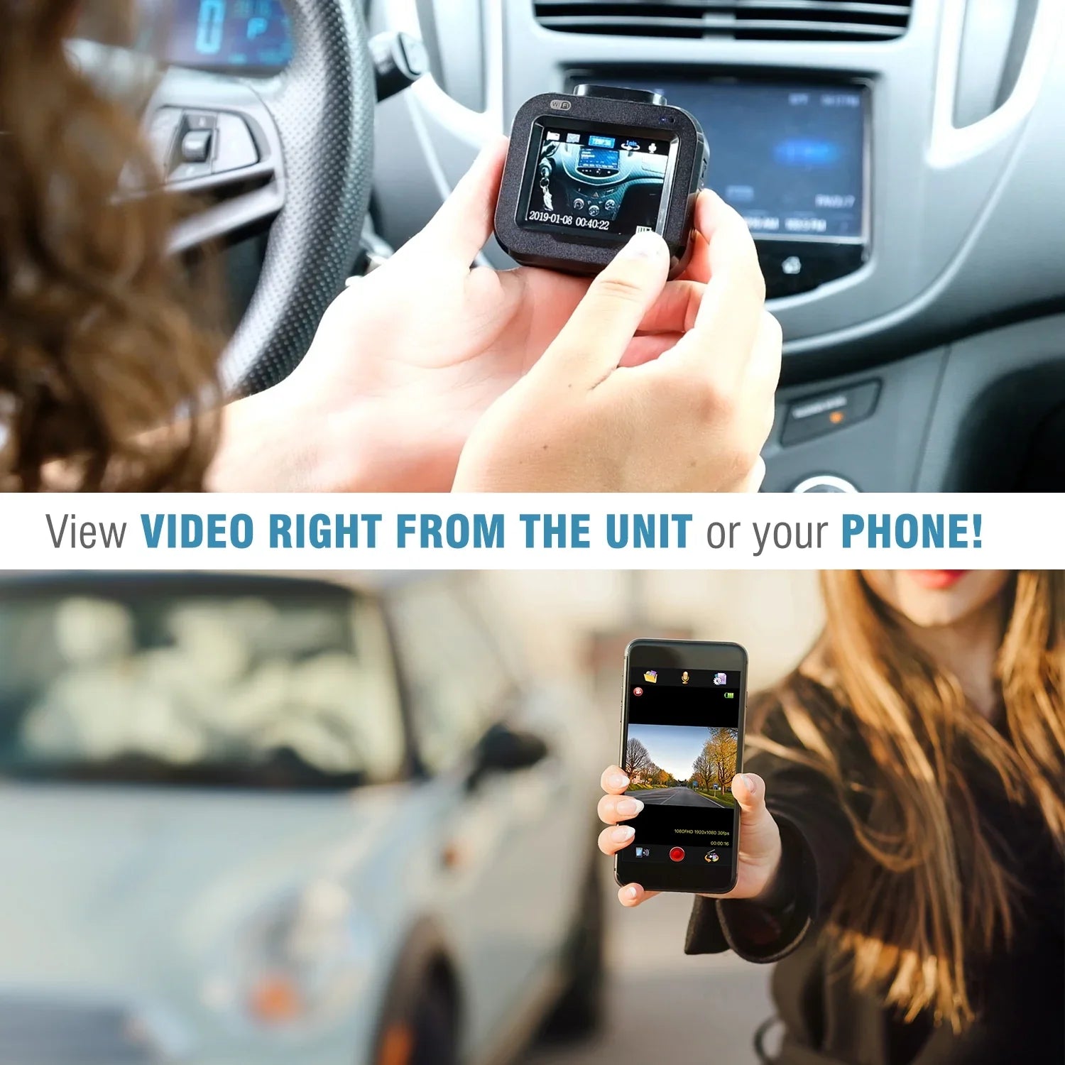 DashCam PRO - Wi-Fi, 1080p Full HD Car Camera, Wide Angle Camera with G-Sensor and Endless Loop Recording