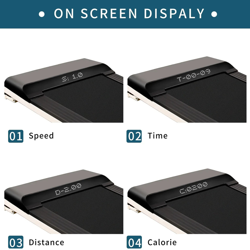 Portable Treadmill Under Desk Walking Pad Flat Slim Treadmill with LDE Display & Sport APP, Running Machine for Apartment and Small Space without Assembling Black
