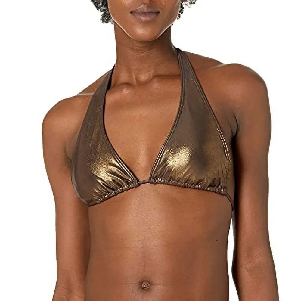 Vince Camuto Metallic Halter Bikini Top (Bronze, M)