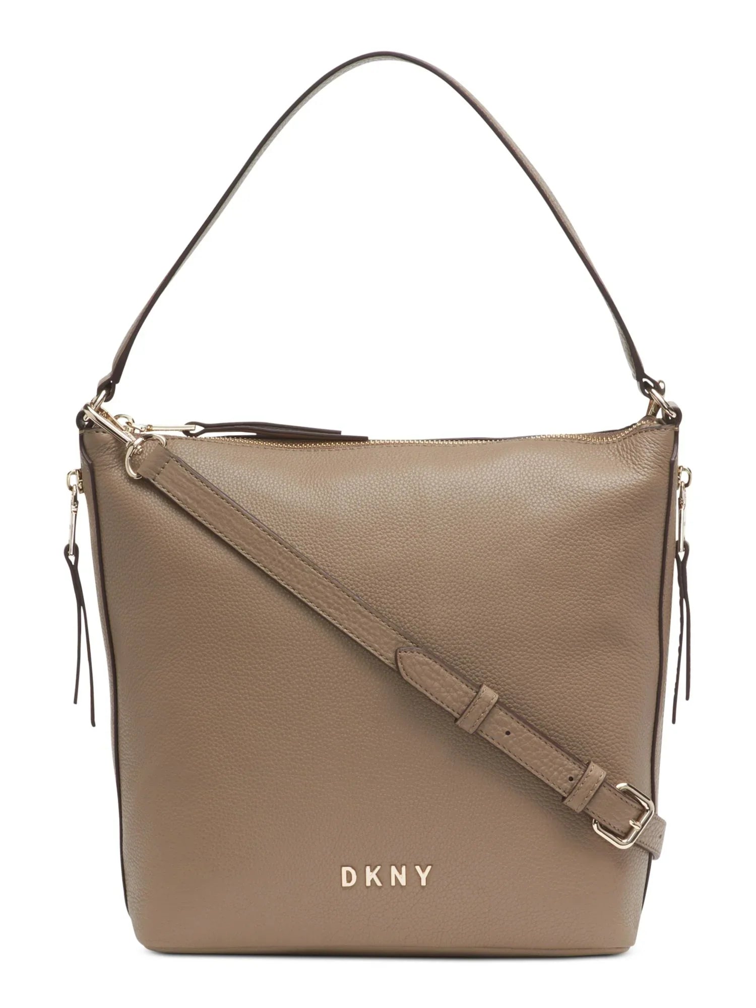 DKNY Women's Brown Leather Adjustable Strap Hobo Handbag Purse