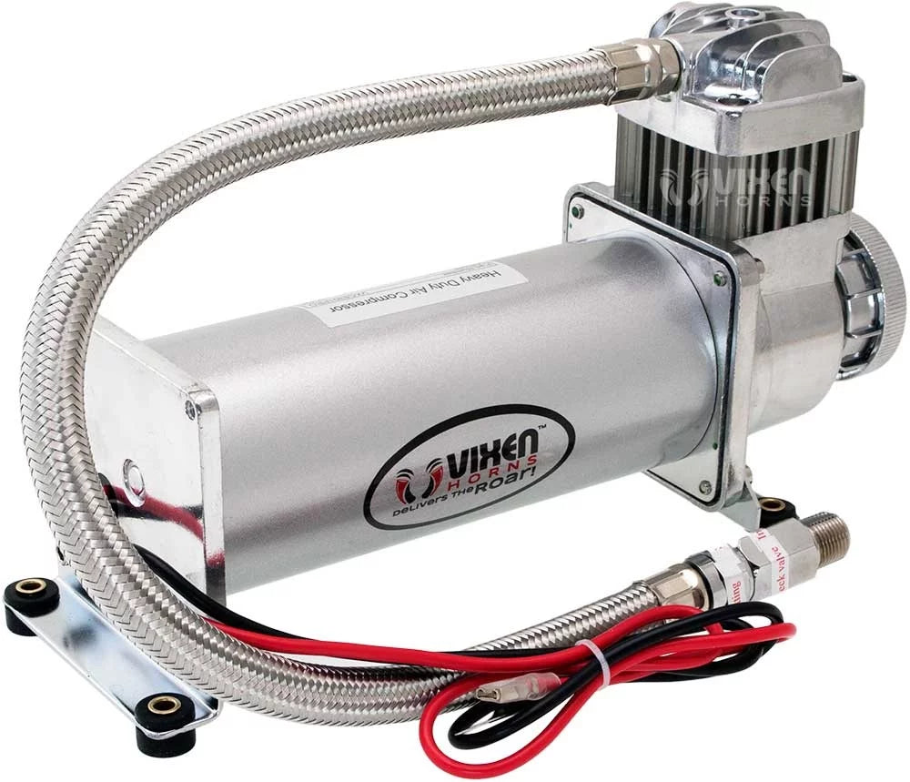 Vixen Horns Train Horn Kit for Trucks/Car/Semi. Complete Onboard System- 200psi Air Compressor, 3 Gallon Aluminum Tank, 4 Trumpets. Super Loud dB. Fits Vehicles like Pickup/Jeep/SUV VXO8330APRO/4124XC