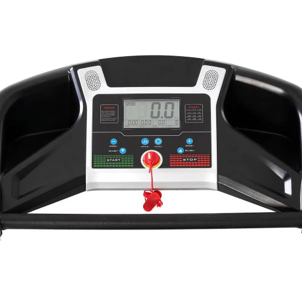 Home Treadmill with Automatic Incline: Foldable 3.5HP Electric Running Machine with Double Shock Absorption, Pulse Sensor, Bluetooth Speaker