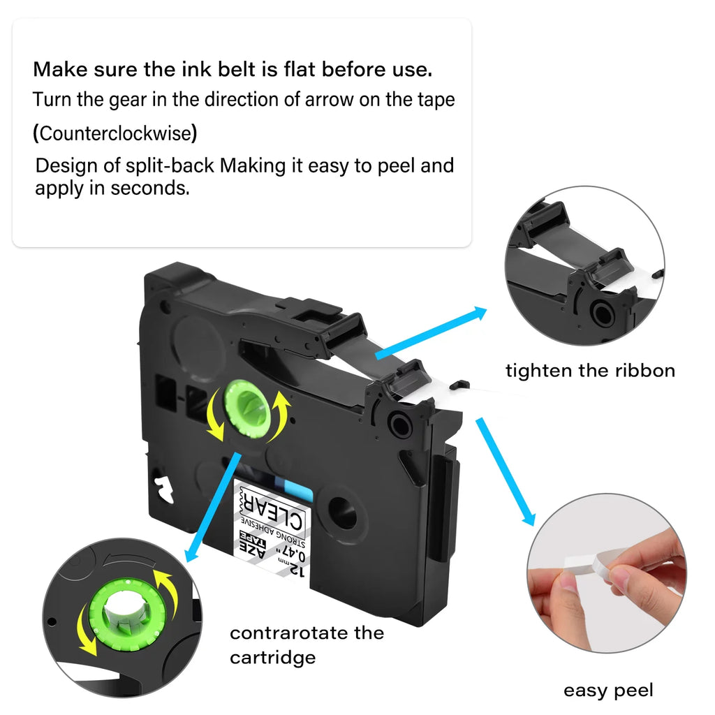 GREENCYCLE 30PK Compatible for Brother P-touch Black on Clear 12mm TZ TZe TZe-S131 TZ-S131 TZ-131 TZe-131 Extra Strength Laminated Label Tape