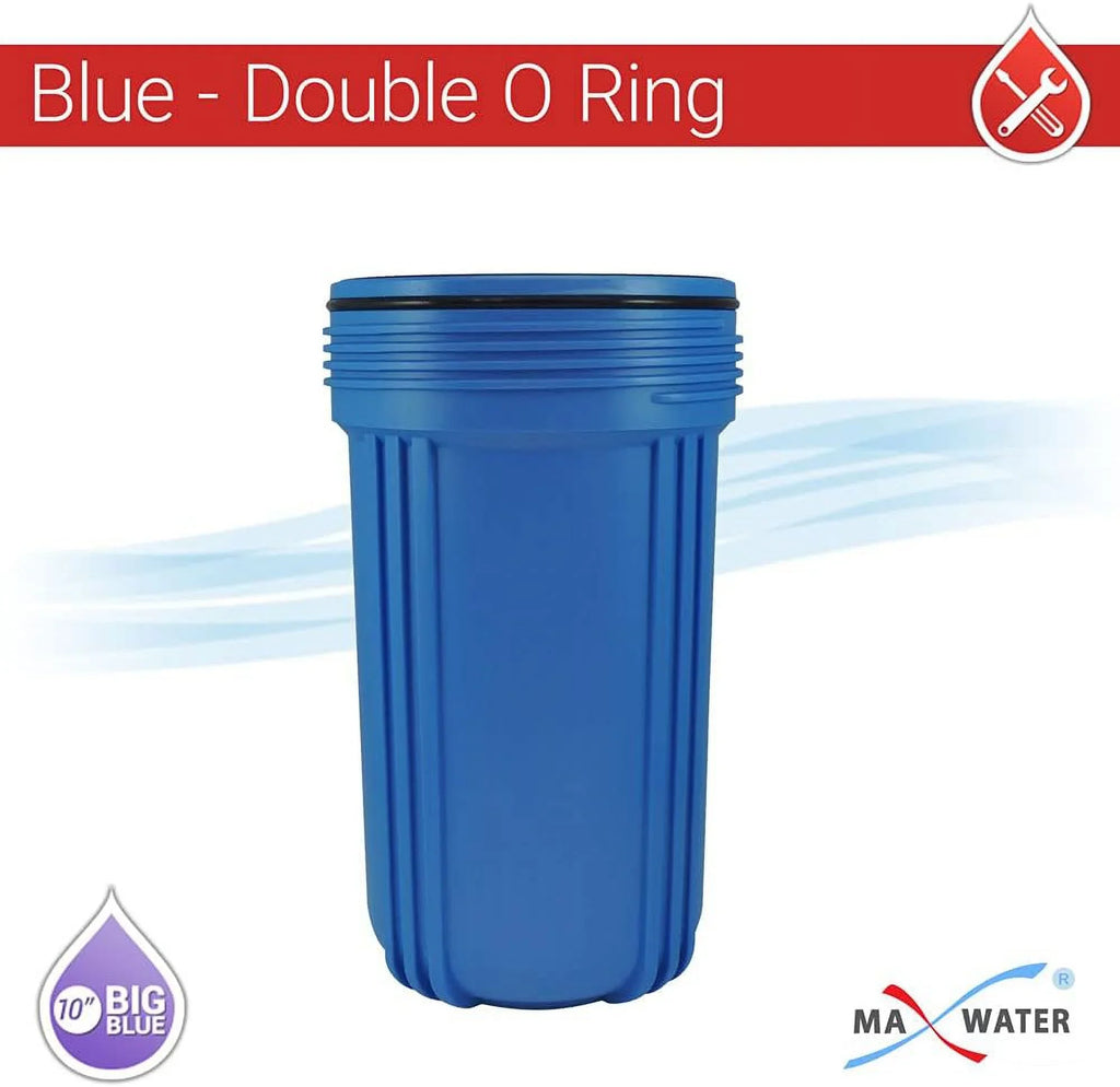 1 Pack 10" BB Blue Whole House System Filter Housing 1" NPT Brass Ports W/Pressure Release, Pressure Gauge, Wrench Bracket
