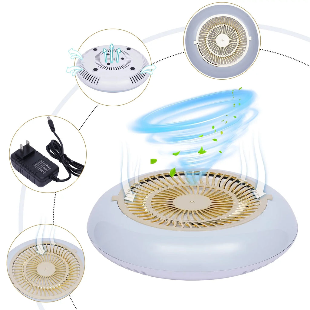 Oukaning 45W Nail Dust Collector Reusable Filter Vacuum Cleaner Fan Strong Suction Salon(White)