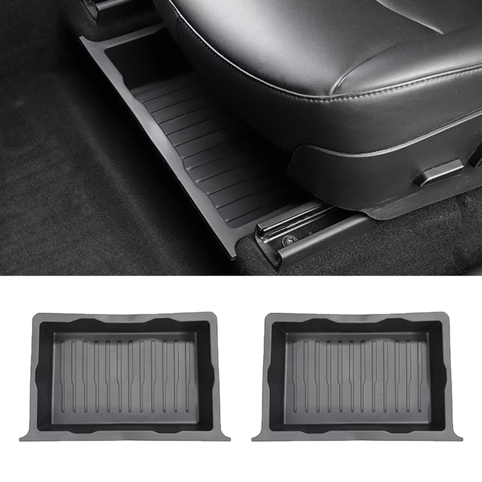 Under Seat Storage Box Underseat Hidden Storage Tray for 2pcs