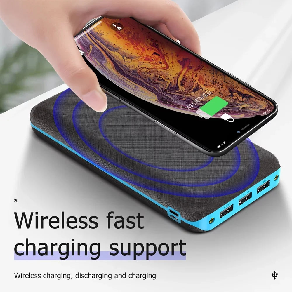 Ponyta Solar Power Bank 20000mAh Portable Charger 3 USB Large Capacity Mobile Power Supply with Dual LED Lights Xmas Decor