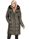 Tahari Casey Fitted Puffer Coat for Women-Quilted Winter Coat with Bib