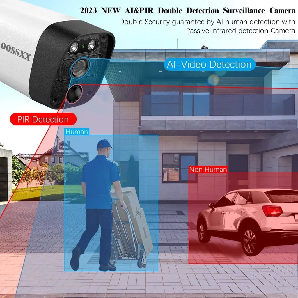 {100% Wireless Solar Security Camera System}, 6pcs 2K 3.0MP solar cameras with 8-channel NVR, Wire-free Home Surveillance system, 2TB Hard Drive pre-installed by OOSSXX
