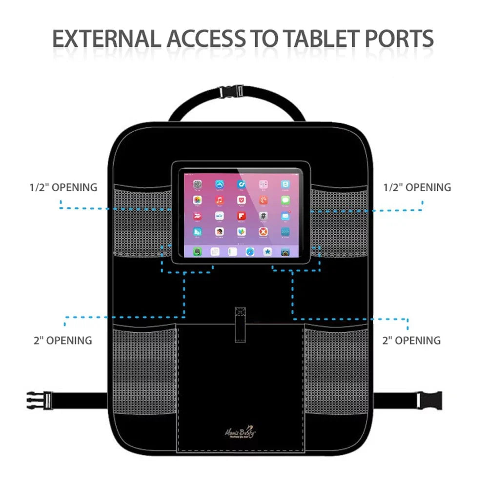 Mom's Besty Car Back Seat Organizer for Kids and Toddlers - Touch Display Tablet Holder for Android & iOS Tablets - Multipurpose Use as Auto Seat Back Protector, Kick Mat, Car Organizer