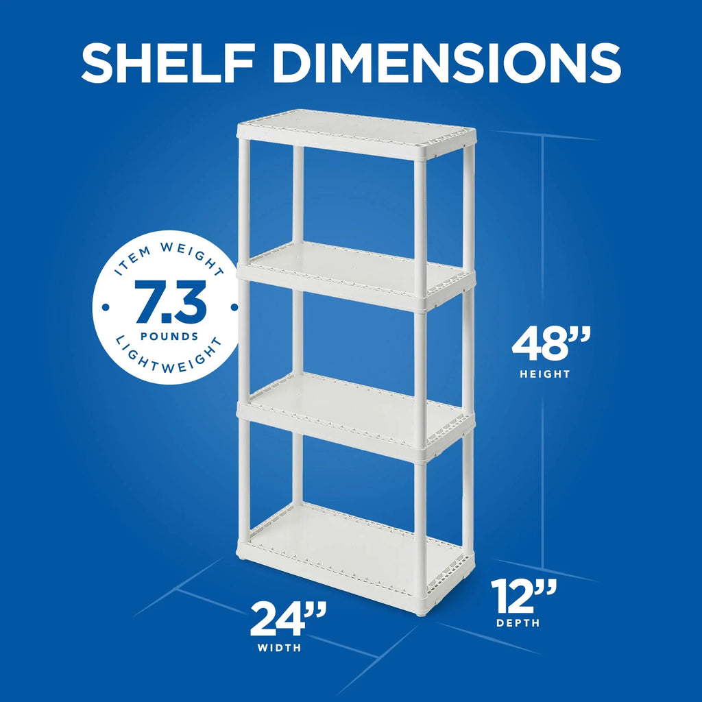 Gracious Living 4 Shelf Set Height Light Duty Storage Unit, White (2 Pack)