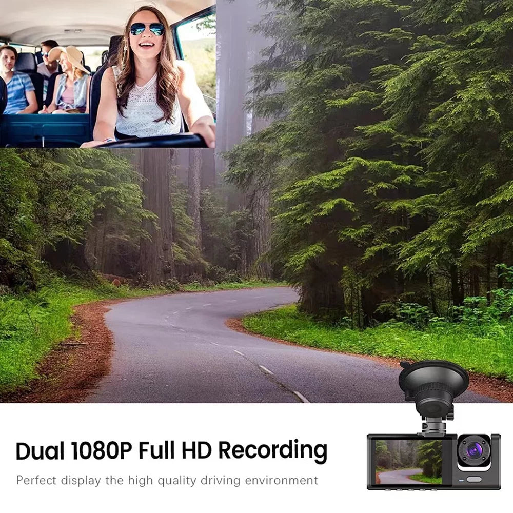 ammoon 3 Camera Dash Cam with WiFi, Clear Car Video Recorder for Auto Safety Driving