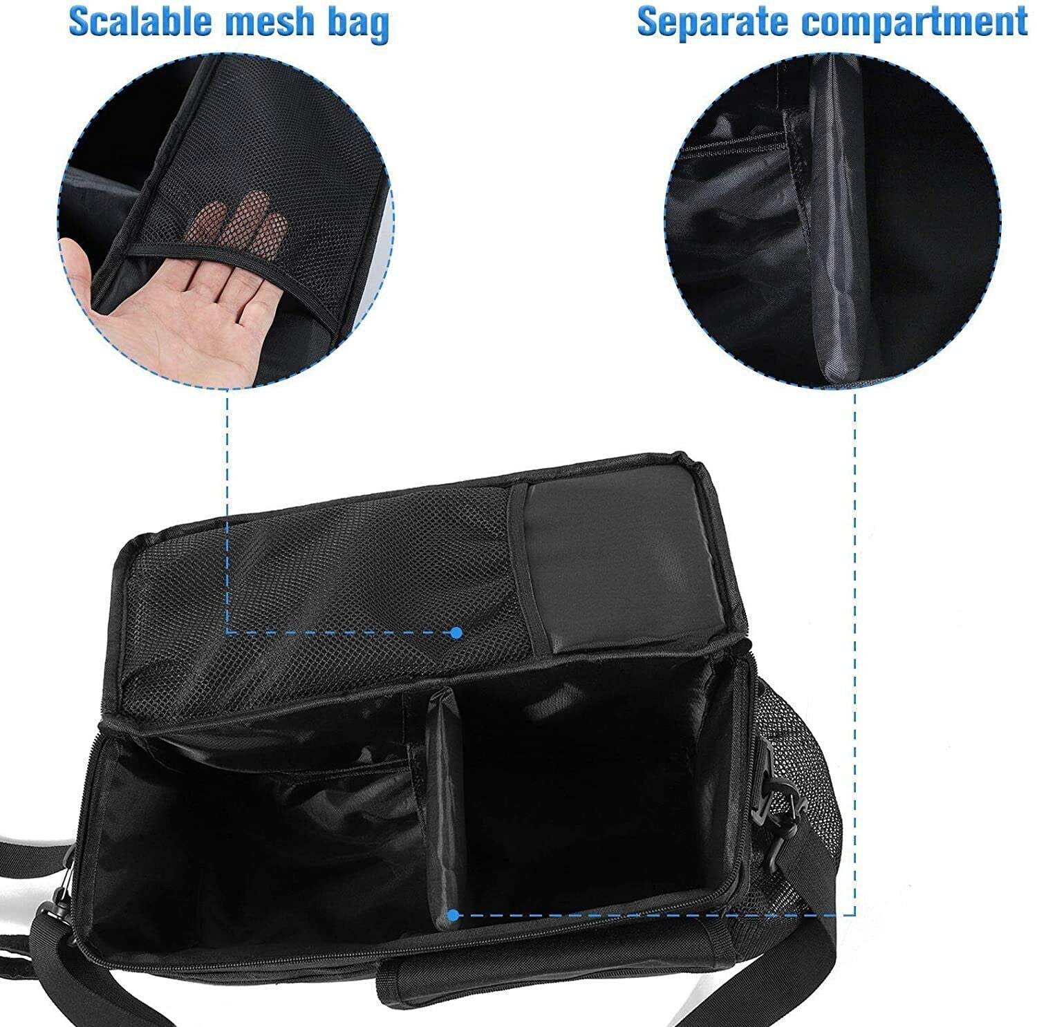 Teledu Rear Trunk Side Storage Bag Pockets Organizer Black