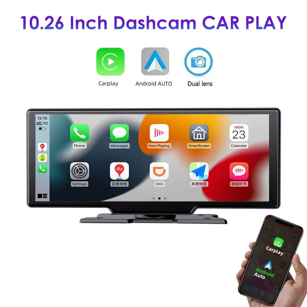 Paddsun 2K Wireless 10.26'' Touch Display Dual Channel Wifi Car DVR Dash Camera Android Auto ".