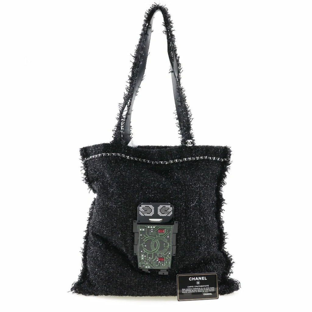 Pre-Owned CHANEL Chanel Robot Tote Bag Cocomark A94646 Tweed Black/Silver Hardware Unisex (Good)