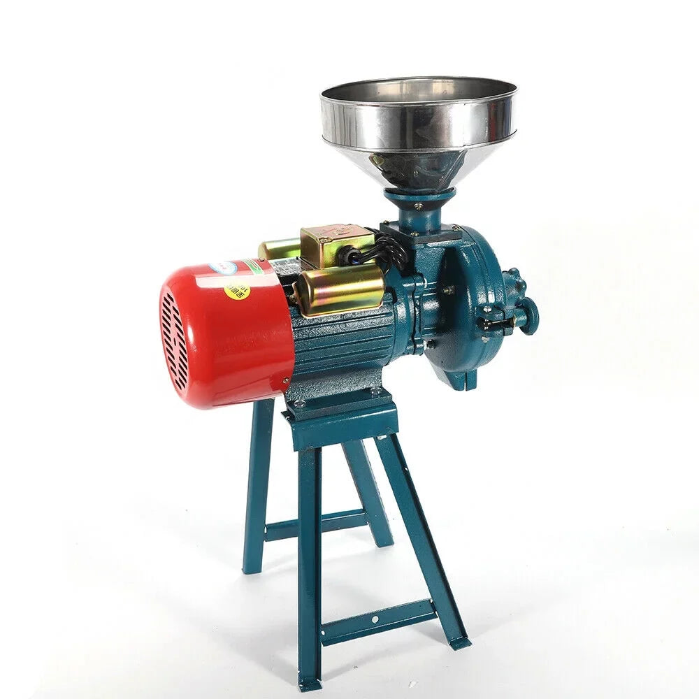 ZhdnBhnos 2200W 220V Electric Grain Flour Grinder Mill Commercial Heavy Duty Corn Wheat Cereal Dry Feed Grinder Pulverizer Machine w/ Funnel 1400r/Min