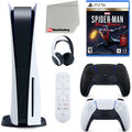 Playstation 5 Disc Version ( PS5 Disc) with Midnight Black Extra Controller, Headset, Media Remote, Spider-Man: Miles Morales Ultimate Launch Edition and Microfiber Cleaning Cloth Bundle