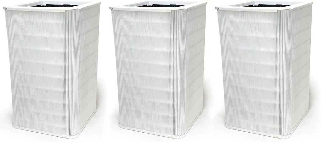 Nispira Collapsible True HEPA Particle Activated Charcoal Filter Replacement Compatible with Blueair Blue Pure 121 Large Air Purifier 620 SQ.FT | Remove Smoke VOCs | 3 Pack