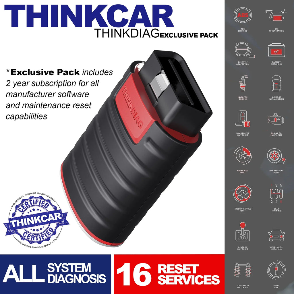 Bluetooth OBD2 Scanner Full Systems Car Diagnostic Tool Code Reader (2 Year Software Included) 15 Maintenance Functions for Cars Since 1996- THINKCAR THINKDIAG