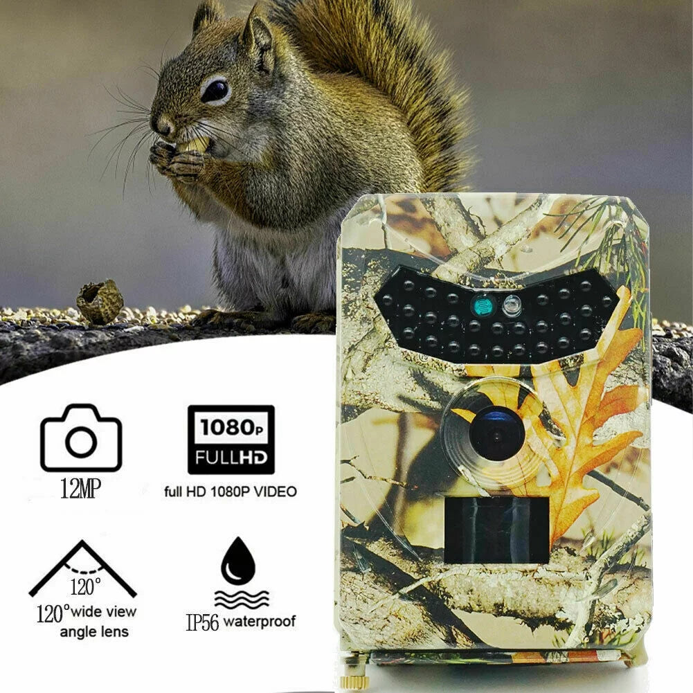 Trail Camera 12MP 1080P Deer Game Cam No Glow Night Vision Hunting Wildlife Camera Fluid Hunting Trail Monitors for Deer Hunting Accessory Cam 0.2S Trigger Speed Time Lapse Field Camera