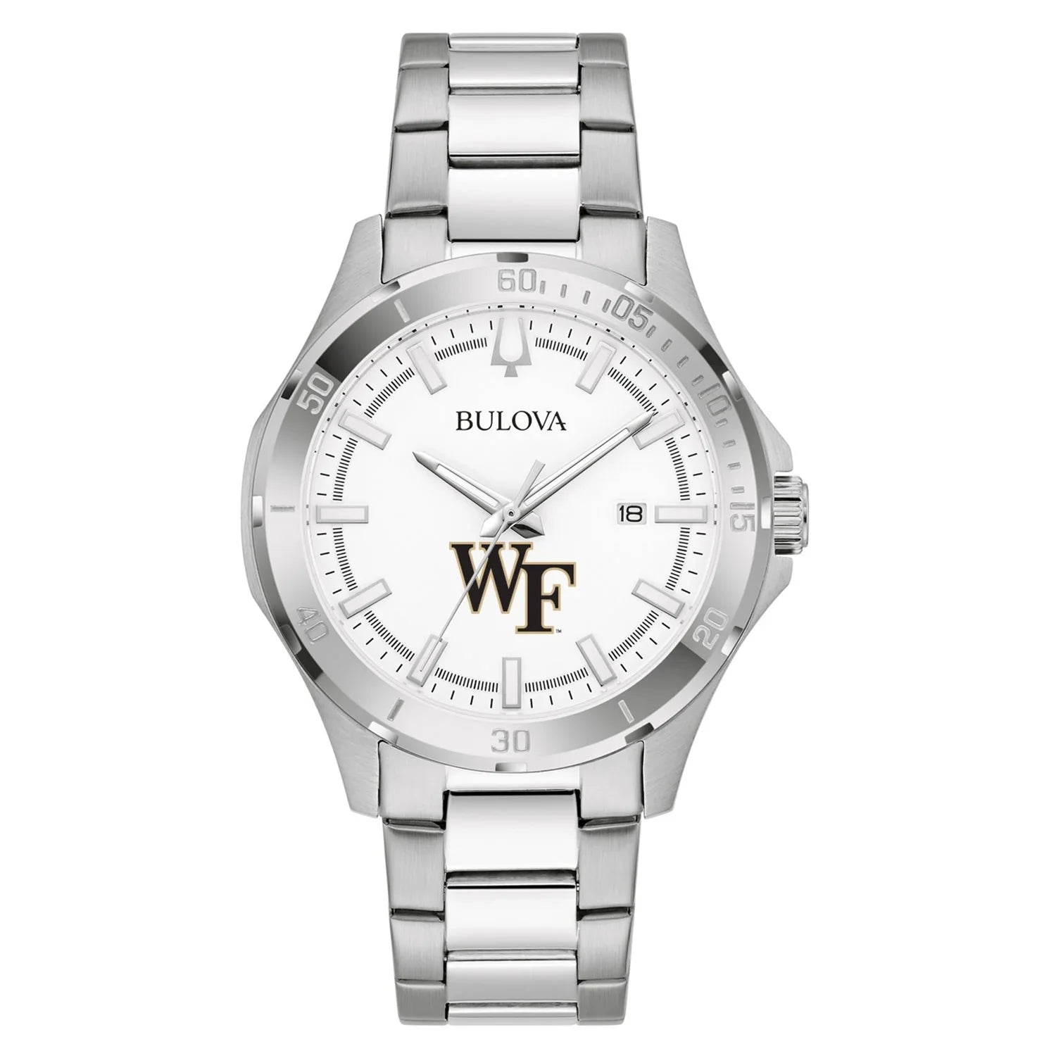Men's Bulova Silver Wake Forest Demon Deacons Stainless Steel Classic Sport Watch