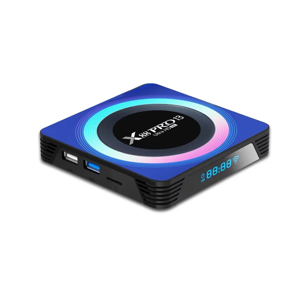 Android 13.0 TV Box,X88 PRO 13 Acrylic 4GB RAM 64GB ROM RK3528 Quad-Core WiFi6 Dual Band 2.4G/5.8G Ethernet 1000M BT5.0 8K HDR10+ Ultra HD USB3.0