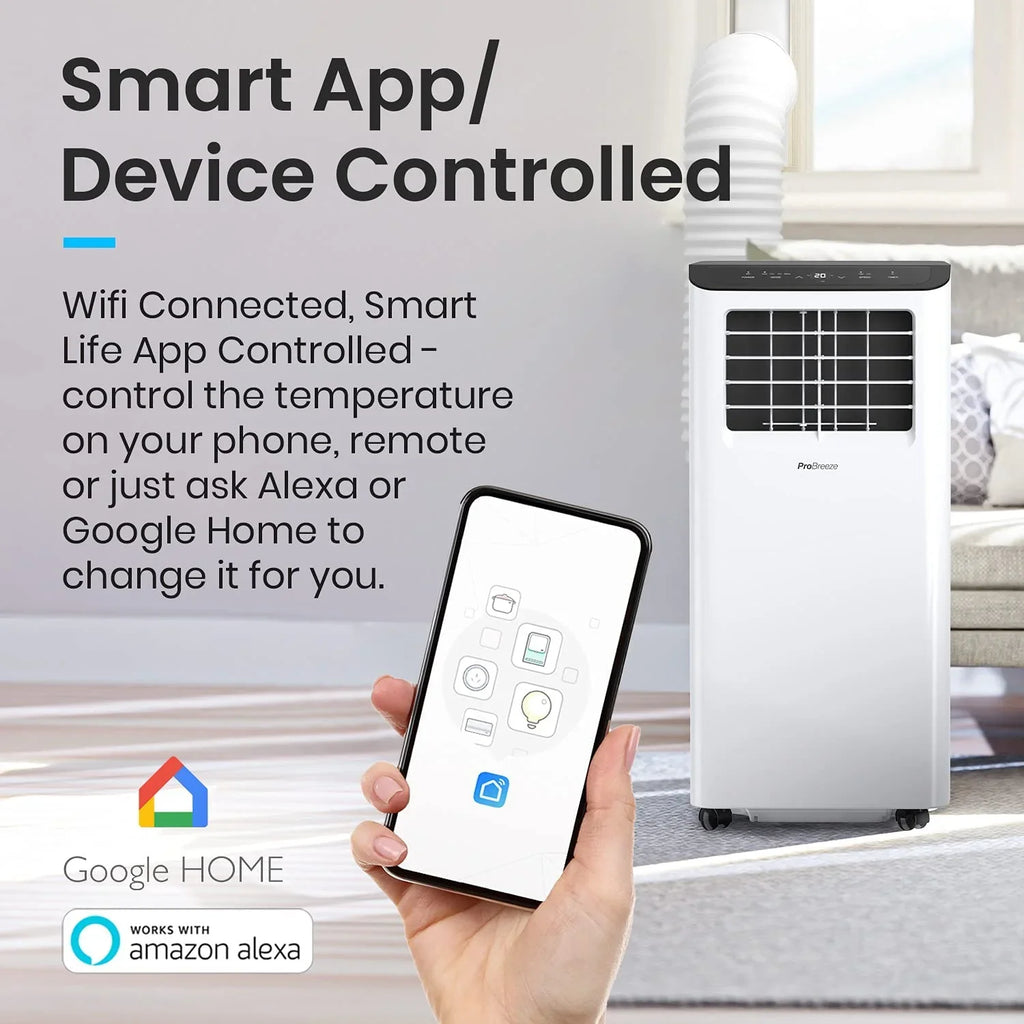 QCAI 4 in 1 Portable Air Conditioner for Room 10000 BTU 450SqFt Air Conditioning Unit, Smart Air Conditioner with Fan, Dehumidifier, Night, Timer, Window Venting Kit, Wifi Portable AC Unit