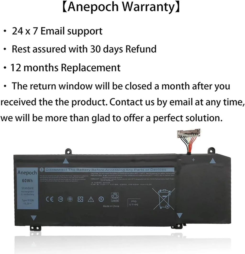 1F22N Notebook y Replacement for Alienware 2018 M15 G5 15 5590 G7 7790 7590 ALW15M-D1735R R2 R1 2019