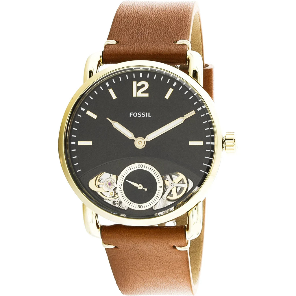 Fossil Men's The Commuter Twist ME1166 Gold Leather Japanese Quartz Fashion Watch