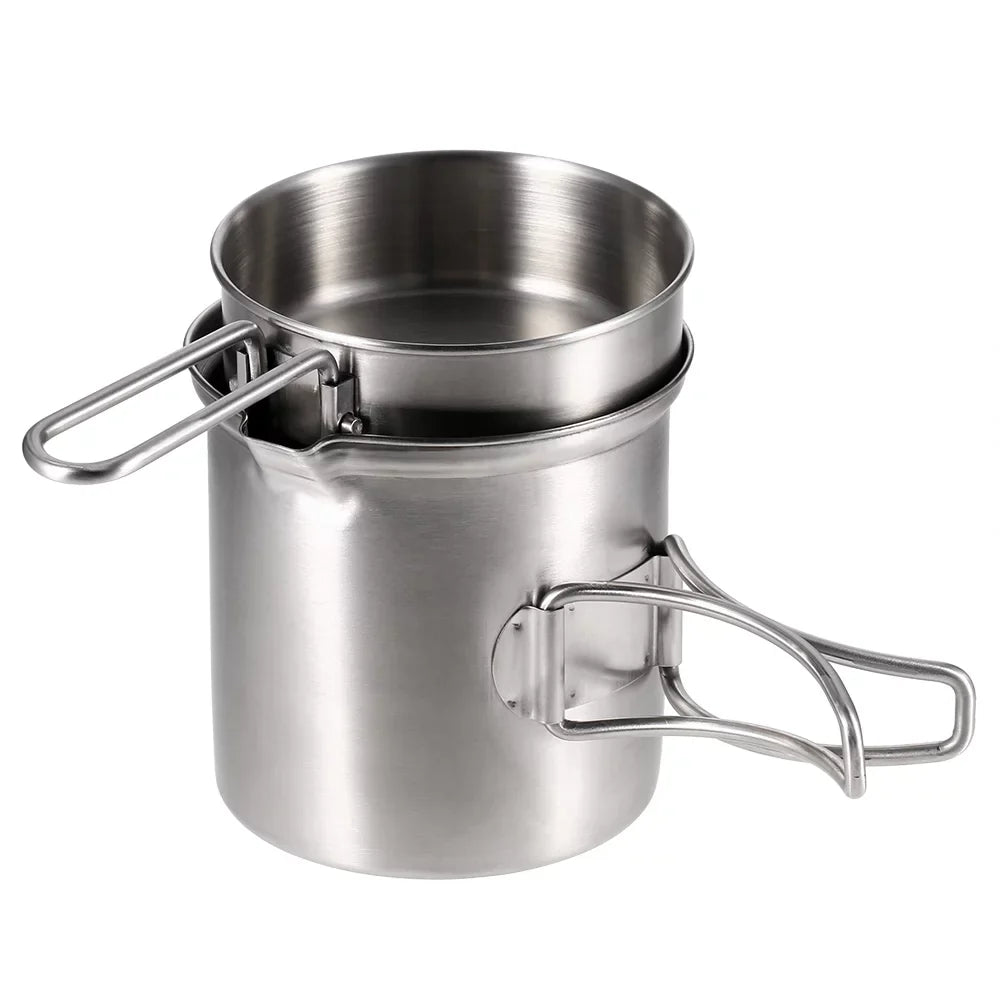 Arealer Portable Camping Stove Combo Wood Burning Stove and Cooking Pot Set for Backpacking Fishing Hiking