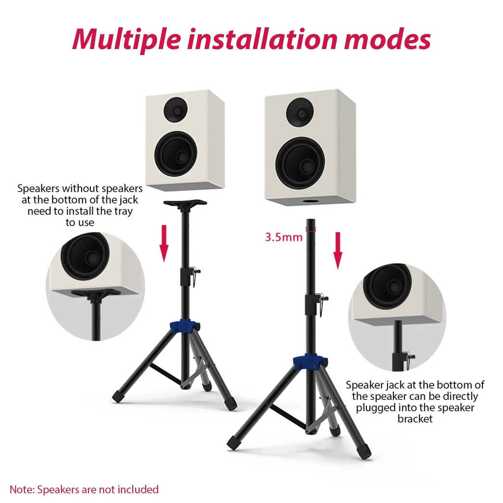 Speaker Stand Studio Speaker Tripod Stand Heavy Duty Telescoping Height Adjustable Non-slip Three-point Triangle Base Bracket for Capability Surround Sound