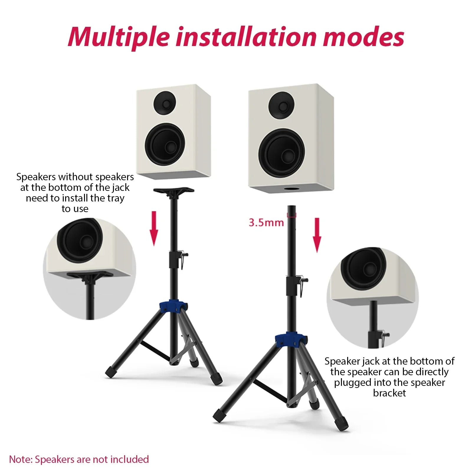 Speaker Stand Studio Speaker Tripod Stand Heavy Duty Telescoping Height Adjustable Non-slip Three-point Triangle Base Bracket for Capability Surround Sound