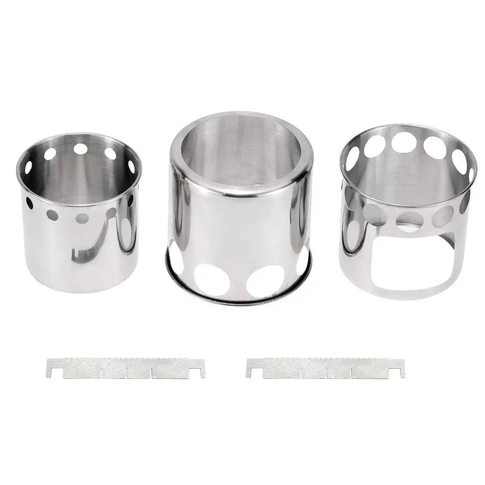 Arealer Portable Camping Stove Combo Wood Burning Stove and Cooking Pot Set for Backpacking Fishing Hiking