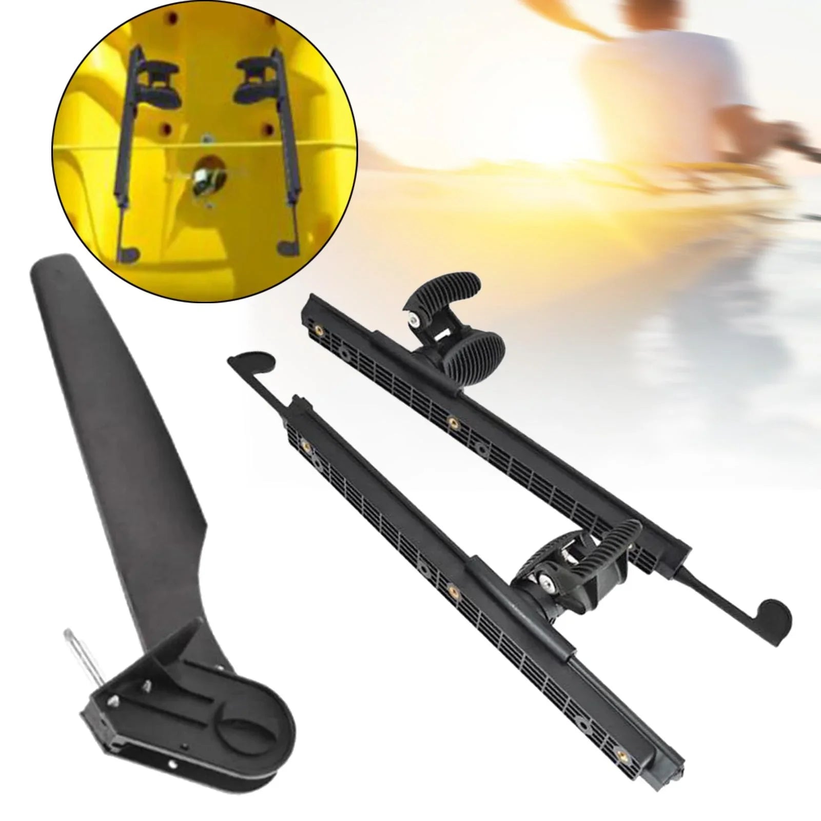 kesoto Kayak Rudder Kayak Foot Pegs Boat Tail Liquid Rudder with Foot Brace Pedals for Fishing Boat Canoeing Marine Accessories