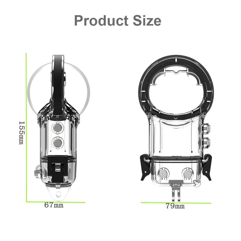 Radirus Panoramic Sports Camera Dive Case, Liquid Housing, Diving Protective Cover, Liquid 50M, Silicone Lens Cover