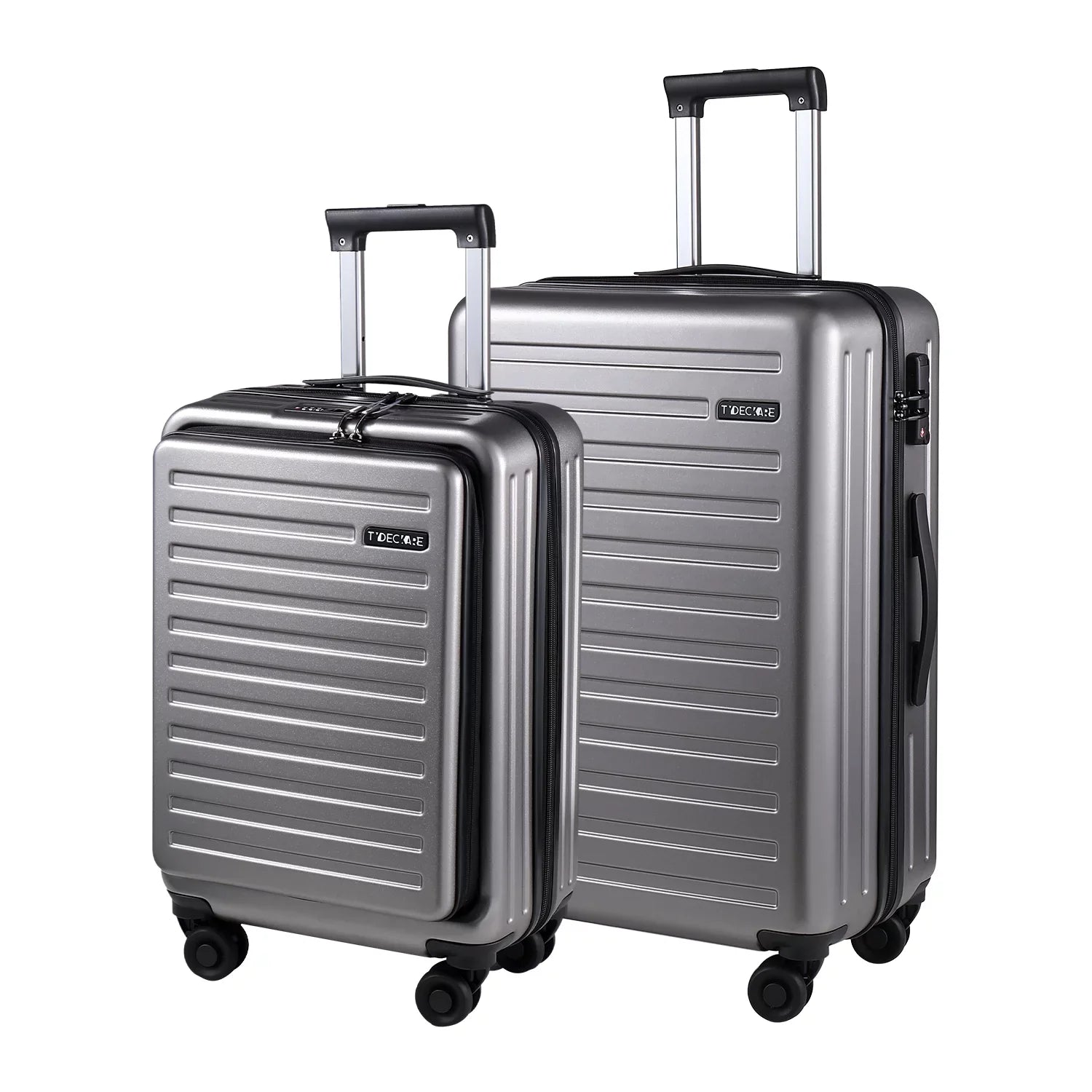 2 Piece 20/24 Luggage Set, Only 20 with Front Notebook Pocket & Expandle, Lightweight ABS+PC Hardshell Suitcase with TSA Lock & Spinner Wheels, 20 Inch 37~41L + 24 Inch 65L,Dark Grey