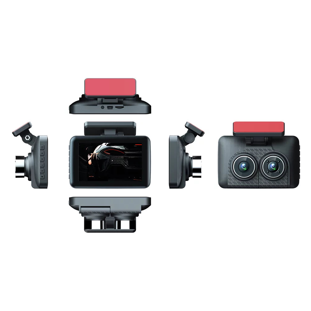 Ametoys 3 Cameras Dash Cam 4in Clear Car Rearview Mirror Car Video Recording Wide Angle Car Recorder Auto Safety Driving Recorder