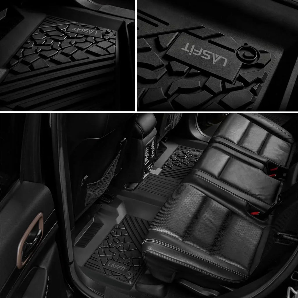 Lasfit Floor Liners for 2013- 2015 Jeep Grand Cherokee （Fit Bench Seating ONLY）,for 2013-2021 Dodge Durango (Fit Bench Seating on 2nd Row only),All Weather Fit TPE Floor Mats Set