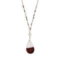 Blue Box Boutique Inc Clear Resin Wood Pendant Beaded Chain Necklace for Women, Tenes | Wood Anniversary Gift