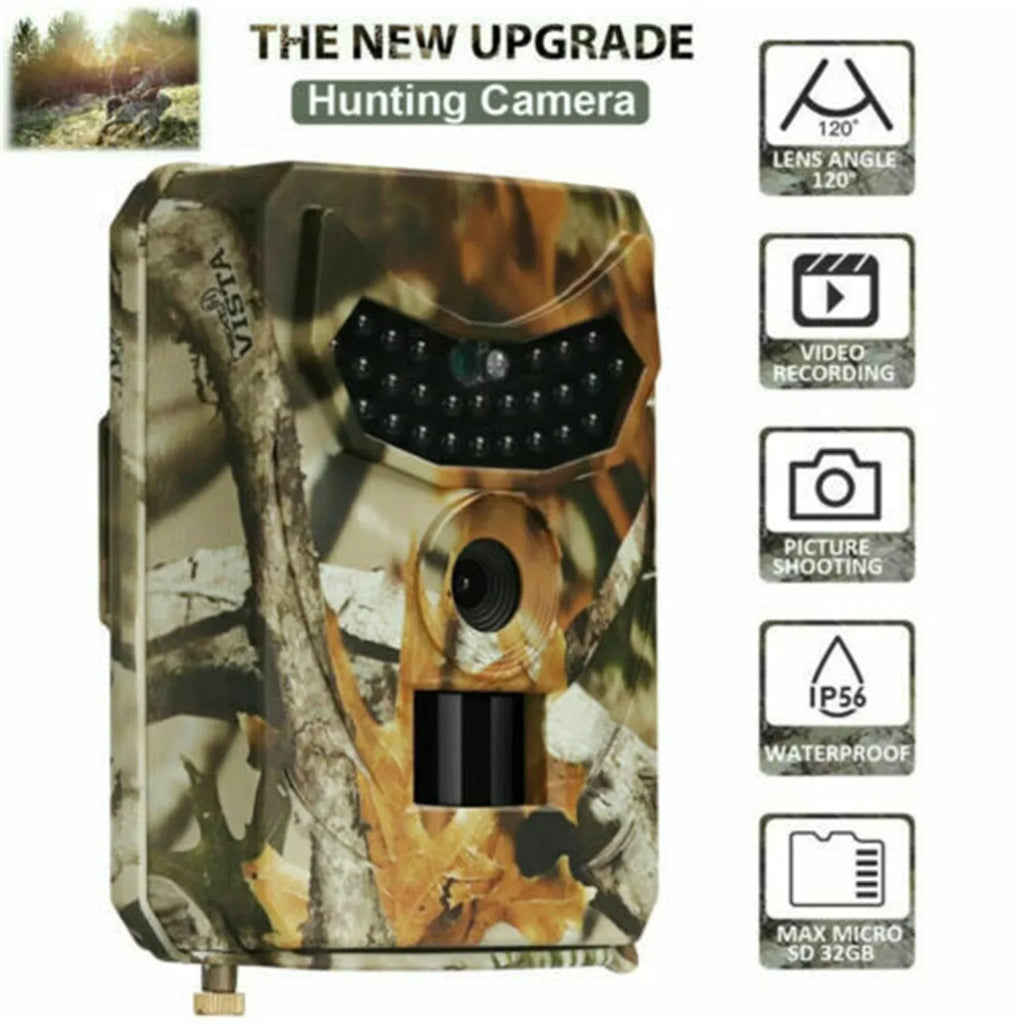 Trail Camera 12MP 1080P Deer Game Cam No Glow Night Vision Hunting Wildlife Camera Fluid Hunting Trail Monitors for Deer Hunting Accessory Cam 0.2S Trigger Speed Time Lapse Field Camera